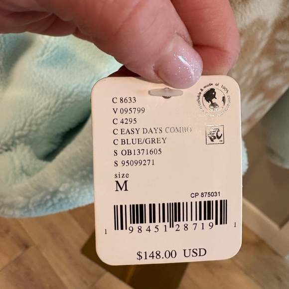 Free People NWT. Easy Days Blue Grey Sherpa Quarter Snap. - Picture 2 of 5